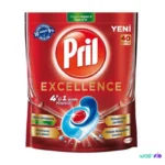 قرص ماشین ظرفشویی 4 در 1 پریل مدل Excellence بسته 40 عددی