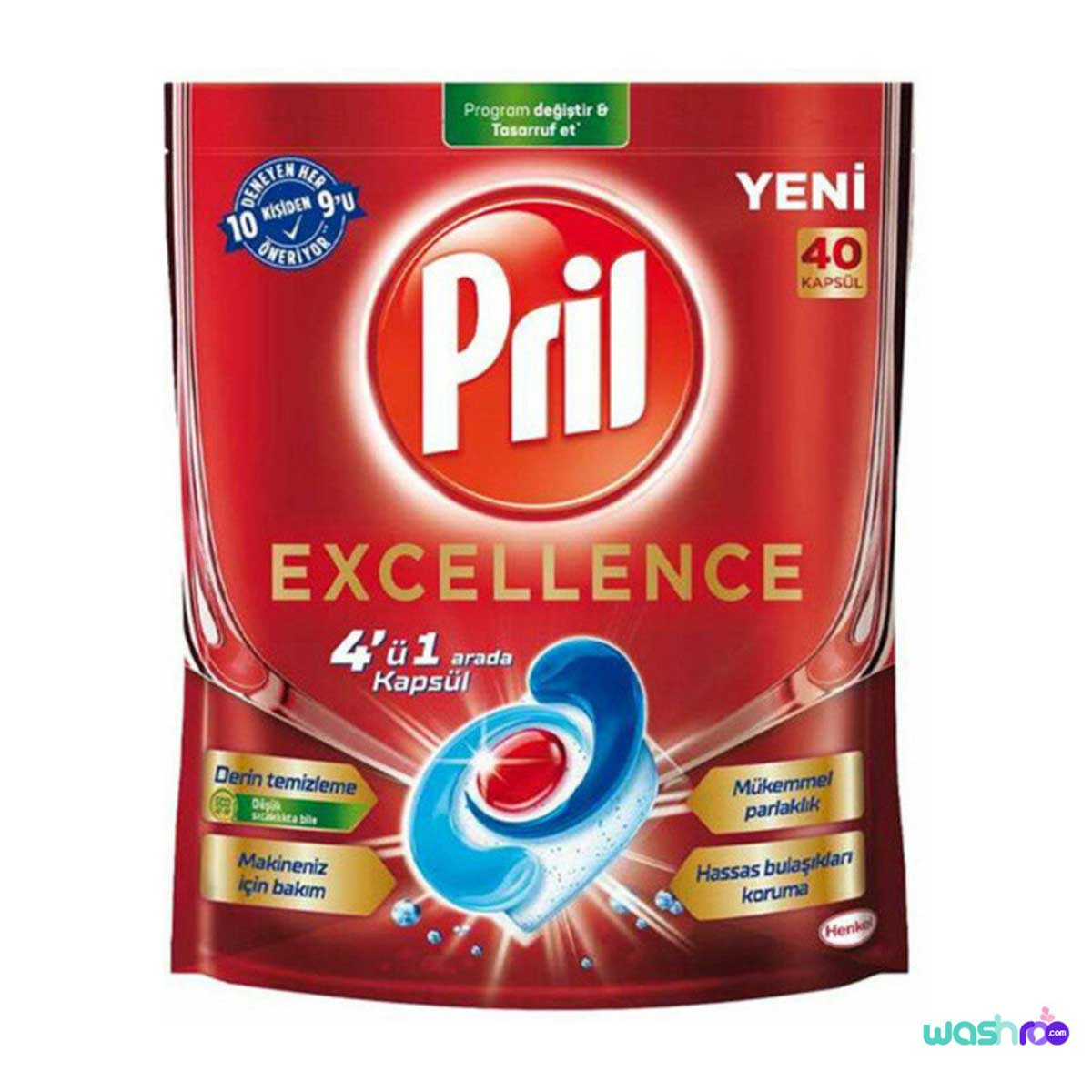 قرص ماشین ظرفشویی 4 در 1 پریل مدل Excellence بسته 40 عددی قرص ماشین ظرفشویی 4 در 1 پریل مدل Excellence بسته 40 عددی