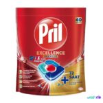 قرص ماشین ظرفشویی 5 در 1 پریل مدل Excellence بسته 40 عددی