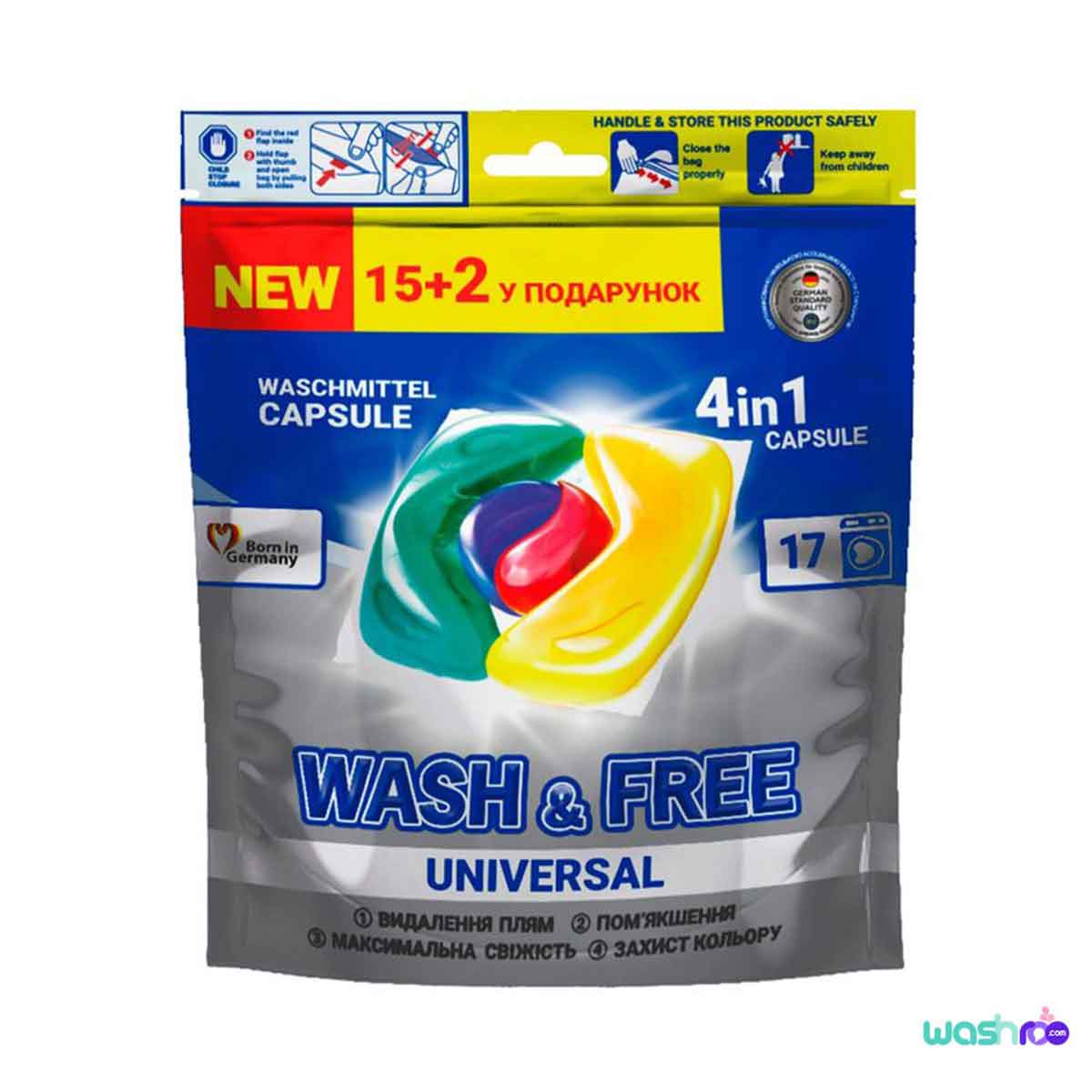 قرص ماشین لباسشویی 4 کاره Wash & Free سری Universal بسته 17 عددی 4260637722065