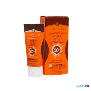 کرم ضد آفتاب سان سیف رنگ بژ روشن فاقد چربی +SPF50 مناسب پوست چرب، مختلط و مستعد آکنه ۵۰ میل 6260147702302