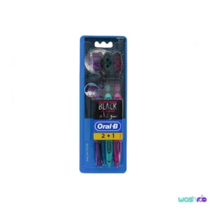 مسواک اورل بی مدل ALLROUNDER BLACK با برس متوسط بسته ۳ عددی 3014260101718